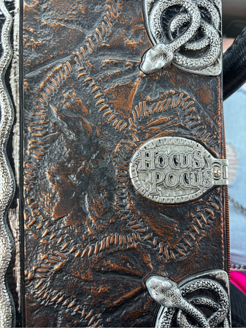 Hocus Pocus Embossed Spellbook Clutch - Brown & Black